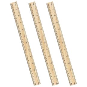 ZZTX 3 Pack Wooden Ruler 12 Inch Rulers Bulk Wood Measuring Ruler for Students Office School Supplies 2 Scale (30 cm)