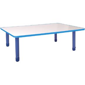 Dry Erase Rectangle Activity Table 48" X 30", Study Table Scrutable Desktop Child's Table, Standard Legs with Ball Glides Adjustable Height (15"-24") for Daycare, Classroom, Home