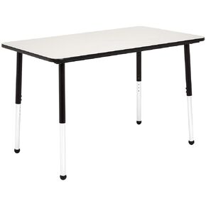 Amazon Basics Rectangular School Activity Kids Writing Desk, Ball Glide Legs, Adjustable Height 19-30 Inch, Grey Top/Black Edge, 47" W x 29" L x 30" H