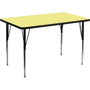 طاولة أنشطة Flash Furniture Wren مقاس 36 بوصة عرض × 72 بوصة طول مستطيلة باللون الرمادي - أرجل قابلة للتعديل بارتفاع قياسي
