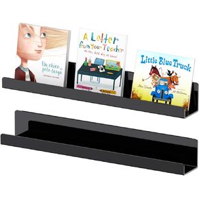 Carmanon Magnetic Book Shelf for Whiteboard, Reusable Acrylic Book Display Shelf with Strong Adsorption Capacity, Magnetic Book Holder for Classroom Refrigerator Office Teacher Kids, Clear