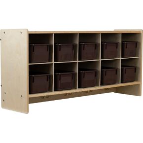 Cubby Storage Organizer Cubes, 10 Cubbies with Coat Hooks, Hanging Wall Cubby Shelf for Kids Toys, Daycare, Classroom, 47-inch Width