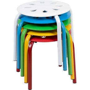 Flash Furniture Bentley Plastic Nesting Stack Stools, 11.5"Height, Assorted Colors (5 Pack)