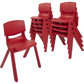 ECR4Kids 12in Plastic School Stack Chair, Classroom Furniture, Blue, 10-Piece