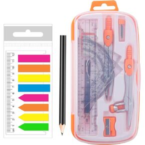 Maths Geometry Kit Protractor and Compass Set Orange