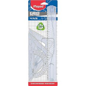 Maped 242767 - طقم مكون من 4 قطع (مسطرة + مثلث + مربع + حامل)، الوحدات تحتوي على: 1