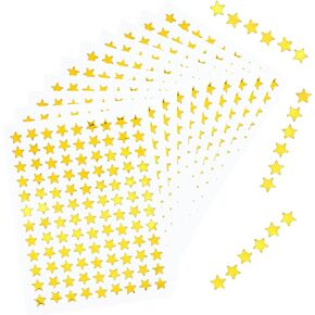 1080 Pcs 10 Sheets Tiny Gold Star Stickers, 0.3" Diameter Reward Stickers, Small Star Stickers for Reward Chart (10)