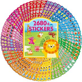 2872 Large Incentive Stickers, 64 Sheets Round Encouragement Stickers, Animals Donuts Cupcakes Stars Hearts Motivational Teacher Classroom Reward Gifts Encourage Kids to Do Chores Go to The Toilet