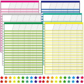 Youngever 6 Pack Multi-Color Laminated Dry Erase Incentive Chart with 120 Reward Star Stickers for Chore Responsibility, School Attendance, Homework Progress Tracking Chart (17 Inch x 22 Inch)