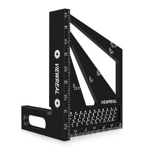3D Multi Angle Measuring Ruler Aluminum Alloy Woodworking Square,Versatile Square Tool with Preset Angles from 22.5° to 90° Ideal Layout Tool for Carpentry, Engineering & DIY Projects