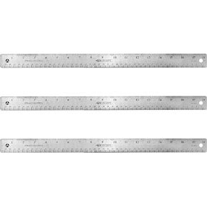 Westcott 17144 Stainless Steel Metal Ruler with Non-Slip Cork Base, 18 in, 3 Pack
