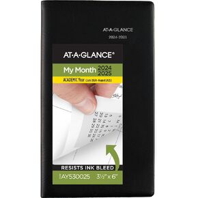 مخطط AT-A-GLANCE 2024-2025 أكاديمي، شهري، 8 بوصة × 12 بوصة، كبير، غطاء مرن، DayMinder، أسود (AY200) in Kuwait