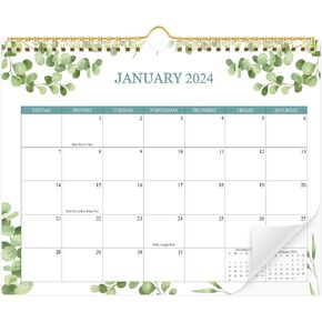 2024 Wall Calendar Aesthetic Greenery Monthly Calendar 2024 Jan-June 2025 Large 18months Calendar with Julian Date for Office Home Oragnizing .14x11.5