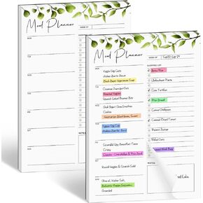 Joyberg 2 PCS Weekly Meal Planner Magnetic for Fridge 8.3x5.5", Undated Weekly Meal Planner and Grocery List Tearable Shopping List, Magnetic Menu Planner for Fridge for Weekly Plan - 50 Pages/Book