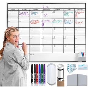 Large Dry Erase Calendar for Wall, 36x48, Large Wall Calendar Dry Erase, Big White Board for Office, Home & School, Giant Erasable Whiteboard, Jumbo Monthly Undated Reusable White Board Planner