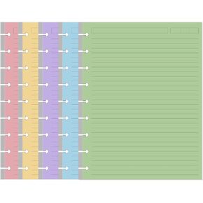 (2-Pack) 9-Disc Discbound 5 Colorful Line Paper Pre-punched Happy Planners Inserts, 200Sheets/400Pages Classic Size Line Loose-Leaf Paper, Per Color 40 Sheets, 7" x 9.25"
