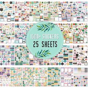 Planner Stickers - Monthly Planner Stickers and Accessories 25 Pages 1500+ Stunning Functional and Colorful Stickers,Calendar Stickers Includes Festival Theme Journal Stickers