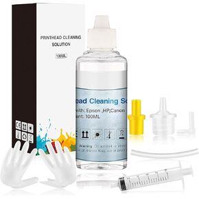 Printer Cleaning Kit | Printhead Cleaning Kit | for Inkjet Printers HP/Brother/Epson/Canon WF-7710 WF-3640 7620 8600 8610 8620 WF-2750 WF-2650 ET-2750 ET-2650 C88 Liquid Printers Nozzle（100ml）