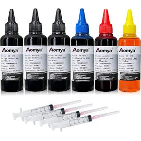 Aomya Ink Refill kit for Canon PG240 CL241 PG245 CL246 PG-243 CL-244 Refillable Ink Cartridge PIXMA MG3620 MG2522 MG2525 TS3322 4 Color Set 100ml (3BK, C, M, Y)