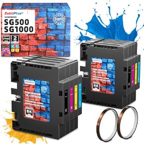 خراطيش حبر التسامي SG500 SG1000 متوافقة مع طابعات SAWGRASS Virtuoso SG500 SG1000 | الإصدار 3.05 من البرامج الثابتة المحدثة (8 حزم، 2 أسود، 2 سماوي، 2 أرجواني، 2 أصفر) in Kuwait