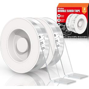 Extra Large Double Sided Tape Heavy Duty Removable 1.18 Inch x 160 Inch, Clear & Tough Nano Tape, Multipurpose Mounting Tape Picture Hanging Strips Adhesive Poster Carpet Tape in Kuwait