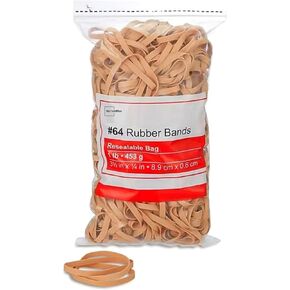 1InTheOffice Rubber Bands #64, Thick Rubber Bands, Heavy Duty Rubber Bands, Beige, Size 64, 380Pack