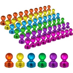 HongyiTime 60 PCS Colorful Strong Magnetic Push Pin Magnets, Office Classroom Magnets,6 Assorted Color, Perfect to use as Kitchen Home and School, Map Magnets,Whiteboard Magnets