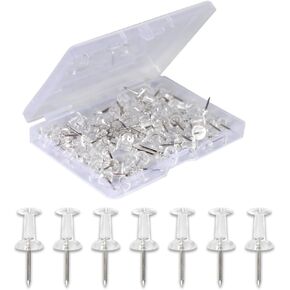 120-Pack Push Pins for Bulletin Board, Thumb Tacks with Clear Plastic Tip and Steel Tip, Portable and Durable Wall Tacks Suitable for Cork Board, Office and Daily Life