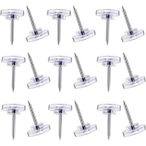 150 Count Push Pins, Willrain Clear Thumb Tacks Suitable, Clear Thumb Tacks for Wall Hangings Plastic Clear Push Pins for Cork Board Flat Head Thumb Tacks