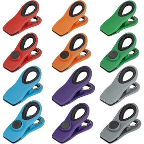 TACGEA Chip Clips, Magnetic Bag Clips with Air Tight Seal for Food Storage, 12 Pieces, Multicolor