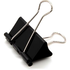 Large Binder Clips 1.6-Inch (24 Pack), Big Paper Clamps Clips for Office Supplies, 1.6-Inch/41mm Width, 0.7-Inch/18mm Capacity, Black