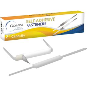 100 Pcs of 2" Capacity Economy Self Adhesive Prong Paper Fastener Bases, 2.75 Inch Center for Paper File Clip Folder Accessories, 100 per Box