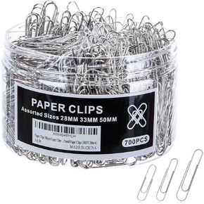 Paper Clips 700pcs Paper Clips Assorted Sizes Large/Small Paper Clips (700PCS)