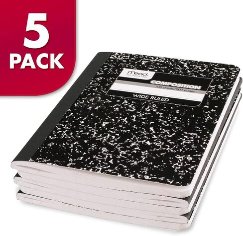 Mead Composition Notebooks, Wide Ruled Paper, 100 Sheets, Comp Book, 5 Pack (72368) in Kuwait