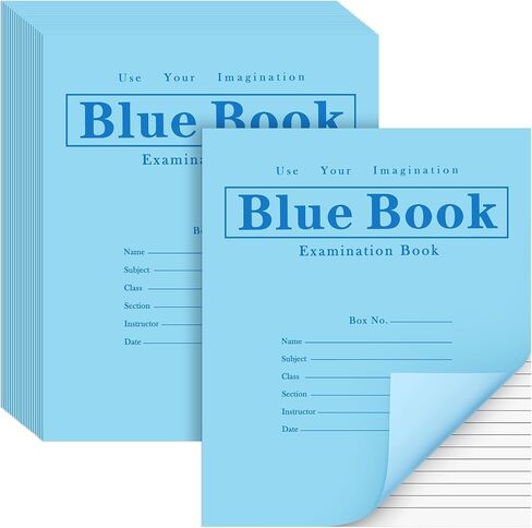 Skyygemm 20 Pack Exam Blue Book كتاب اختبار أزرق، 8.5 بوصة × 7 بوصة، 8 أوراق 16 صفحة، كتاب فحص مخيط واسع للمدرسة والمنزل والأعمال التجارية in Saudi Arabia