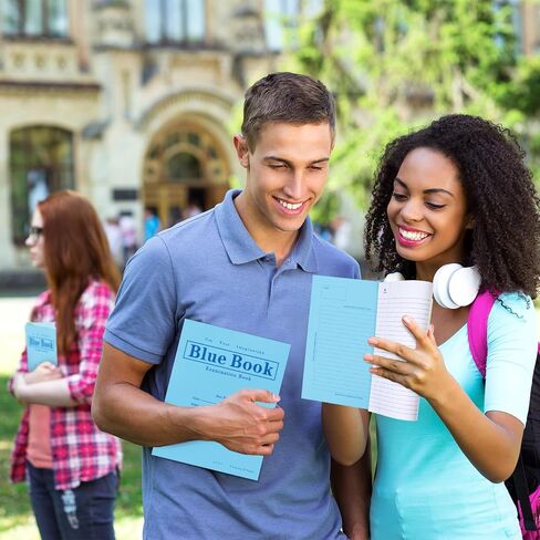 Skyygemm 20 Pack Exam Blue Book كتاب اختبار أزرق، 8.5 بوصة × 7 بوصة، 8 أوراق 16 صفحة، كتاب فحص مخيط واسع للمدرسة والمنزل والأعمال التجارية in Saudi Arabia
