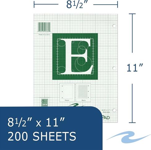 ROARING SPRING Engineering Pad, Frame Front 1/2" Right Margin, 200 Sheets, 8.5" x 11", Green Paper in Saudi Arabia