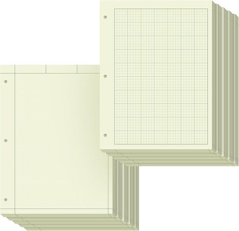 10 وسادات دفتر ورق هندسي، دفتر هندسي، دفتر ورق رسم بياني، 8.5 × 11 بوصة، 5 مربعات في البوصة، 100 ورقة لكل وسادة، ورق شبكي 3 فتحات مثقوبة in Kuwait