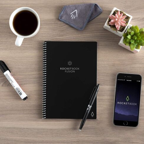 دفتر Rocketbook Core الذكي القابل لإعادة الاستخدام | كمبيوتر محمول مبتكر وصديق للبيئة ومتصل رقميًا مزود بإمكانيات المشاركة السحابية | منقط، 6 بوصة × 8.8 بوصة، 36 صفحة، أسود إنفينيتي، مع قلم وقماش وتطبيق متضمن in Kuwait