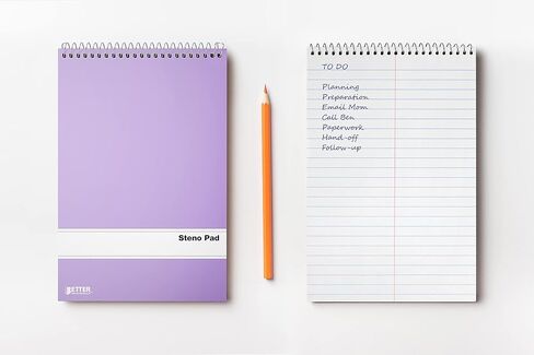 Better Office Products Spiral Steno Pads, 10 Pack, 6 x 9 inches, 80 Sheets, White Paper, Gregg Rule, Assorted Pastel Color Covers, 10 Steno Notebooks in Saudi Arabia