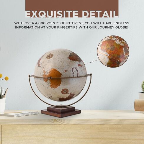 Waypoint Geographic Revolution Globe، قطر 12 بوصة، كرة أرضية لسطح المكتب، حركة جيروماتيكية كاملة التأرجح، كرة زخرفية لديكور المنزل أو المكتب، عتيقة in Saudi Arabia