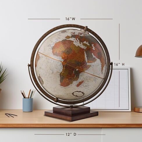 Waypoint Geographic Revolution Globe، قطر 12 بوصة، كرة أرضية لسطح المكتب، حركة جيروماتيكية كاملة التأرجح، كرة زخرفية لديكور المنزل أو المكتب، عتيقة in Saudi Arabia