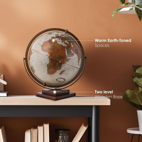 Waypoint Geographic Revolution Globe، قطر 12 بوصة، كرة أرضية لسطح المكتب، حركة جيروماتيكية كاملة التأرجح، كرة زخرفية لديكور المنزل أو المكتب، عتيقة in Saudi Arabia