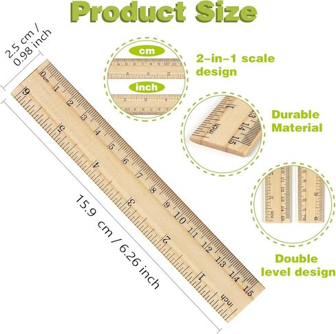 ZZTX 3 Pack Wooden Ruler 12 Inch Rulers Bulk Wood Measuring Ruler for Students Office School Supplies 2 Scale (30 cm) in Kuwait