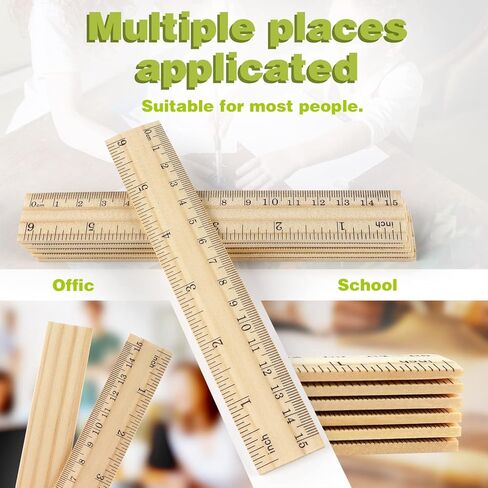 ZZTX 3 Pack Wooden Ruler 12 Inch Rulers Bulk Wood Measuring Ruler for Students Office School Supplies 2 Scale (30 cm) in Kuwait