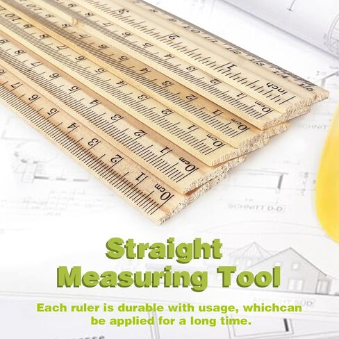 ZZTX 3 Pack Wooden Ruler 12 Inch Rulers Bulk Wood Measuring Ruler for Students Office School Supplies 2 Scale (30 cm) in Kuwait