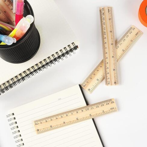 ZZTX 3 Pack Wooden Ruler 12 Inch Rulers Bulk Wood Measuring Ruler for Students Office School Supplies 2 Scale (30 cm) in Kuwait