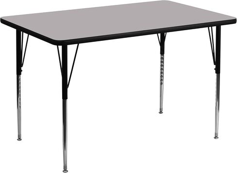 طاولة أنشطة Flash Furniture Wren مقاس 36 بوصة عرض × 72 بوصة طول مستطيلة باللون الرمادي - أرجل قابلة للتعديل بارتفاع قياسي in Saudi Arabia