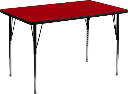 طاولة أنشطة Flash Furniture Wren مقاس 36 بوصة عرض × 72 بوصة طول مستطيلة باللون الرمادي - أرجل قابلة للتعديل بارتفاع قياسي in Saudi Arabia