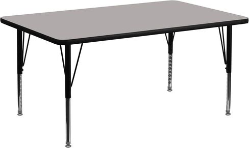 Flash Furniture Wren 24''W x 48''L Rectangular Grey HP Laminate Activity Table - Height Adjustable Short Legs in Saudi Arabia